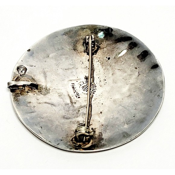 Sterling Silver Abalone Brooch Pendant Signed ADC  Mexico Vintage VGC! - Picture 5 of 9